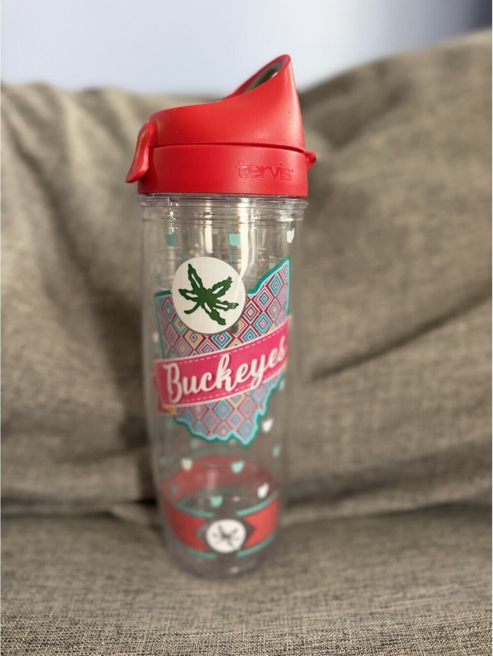 Tervis Ohio State Buckeyes 24oz Tumbler Red Flip Water Bottle Lid OSU